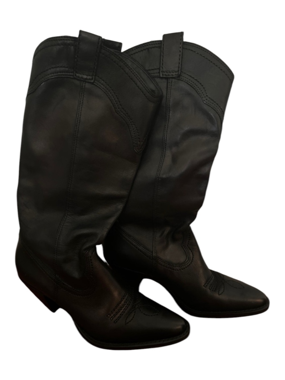 Classic Black Leather Women's Western Boots